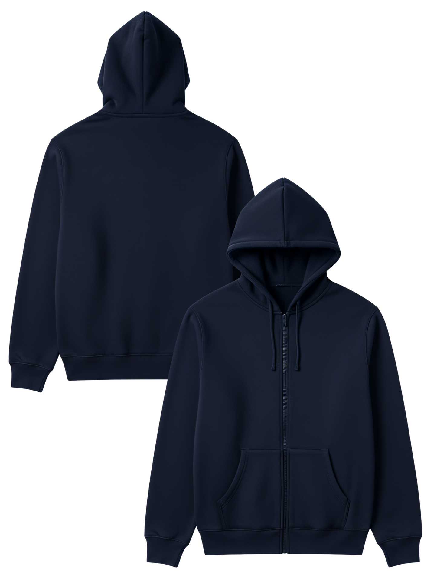 Basic Navy Blue Zipper Hoodie