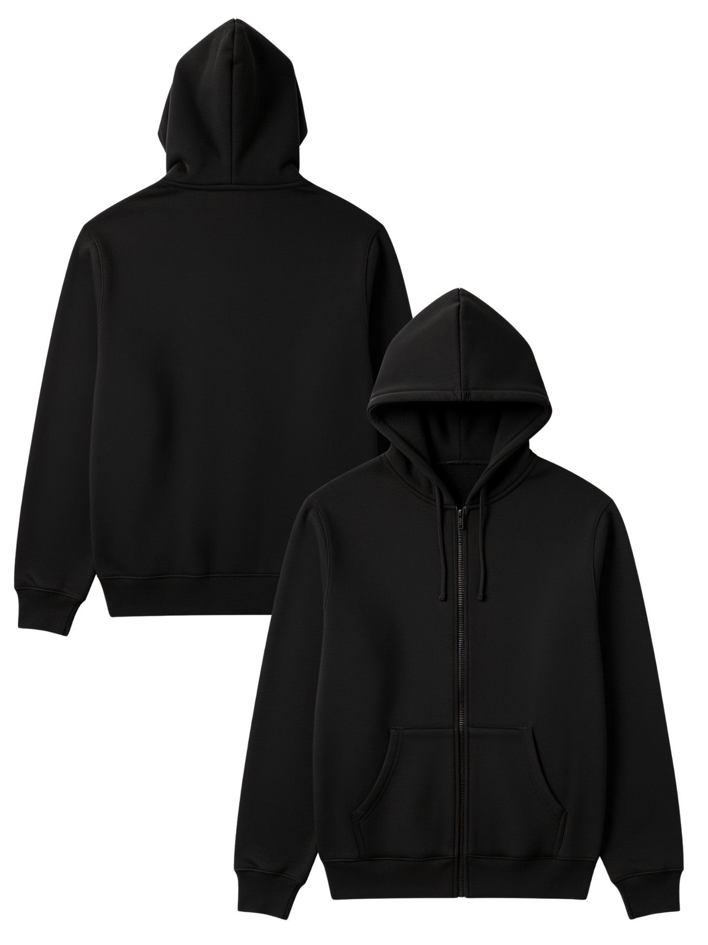 Basic Black Zipper Hoodie