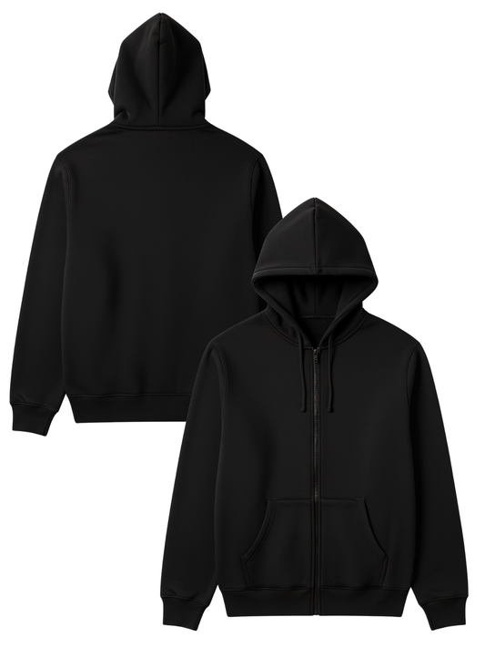 Basic Black Zipper Hoodie