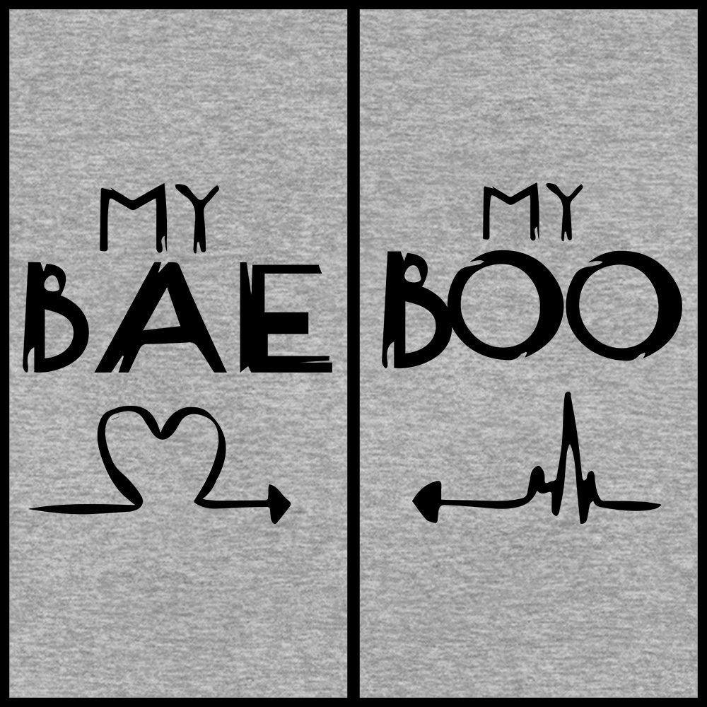 My Bae & My Boo Couple Hoodies - Grey Edition