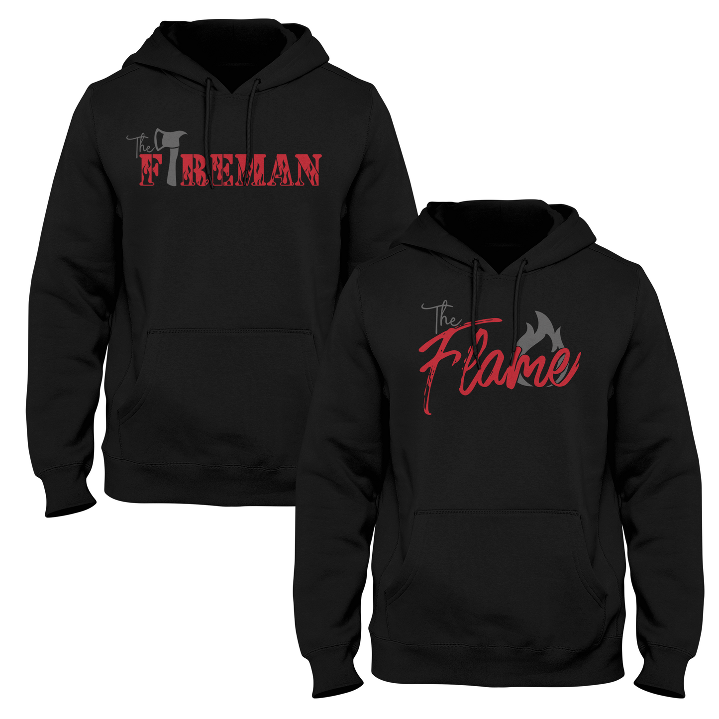 The Fireman & The Flame Couple Hoodies - Black Edition